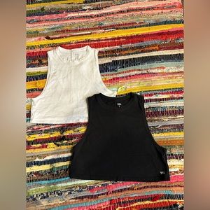 DSG black and white razor back cropped tank top